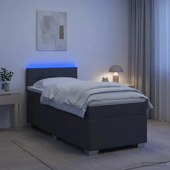 vidaXL Box Spring Seng med LED og madras, mørkegrå, 80x200 cm