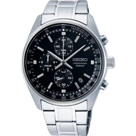 Seiko Aviator Chronograph SSB379P1, 41,5 mm – sort skive
