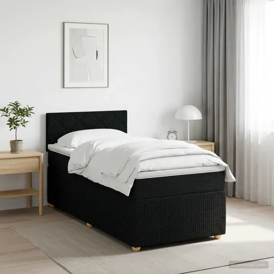vidaXL Boxmadras med topmadras og sengegavl, Sort, 90 x 200 cm