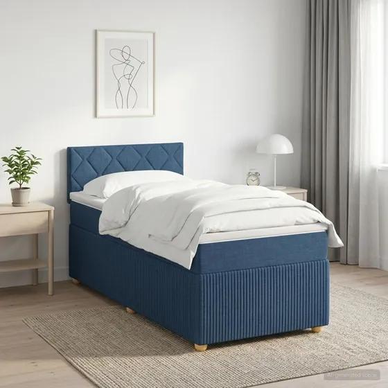 vidaXL Boxmadras med topmadras og hovedgavl, Blå, 80 x 200 cm