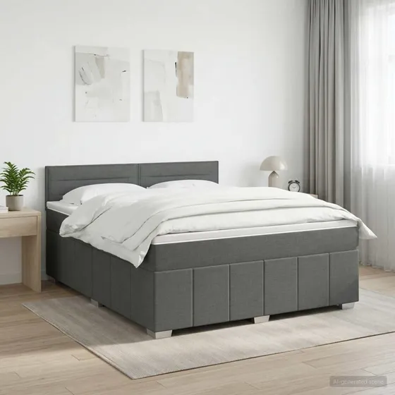 vidaXL Boxmadras med topmadras Mørkegrå 140 x 200 cm