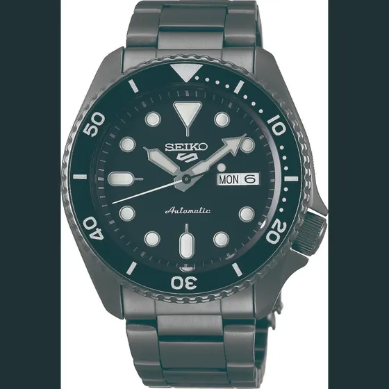 Seiko SRPD65K1 5 Sports Automatic 42 mm, sort stål