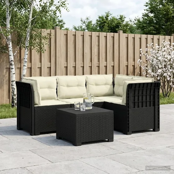 vidaXL 4-personers Have Sofa med Hynder i Rattan-look, Antracit