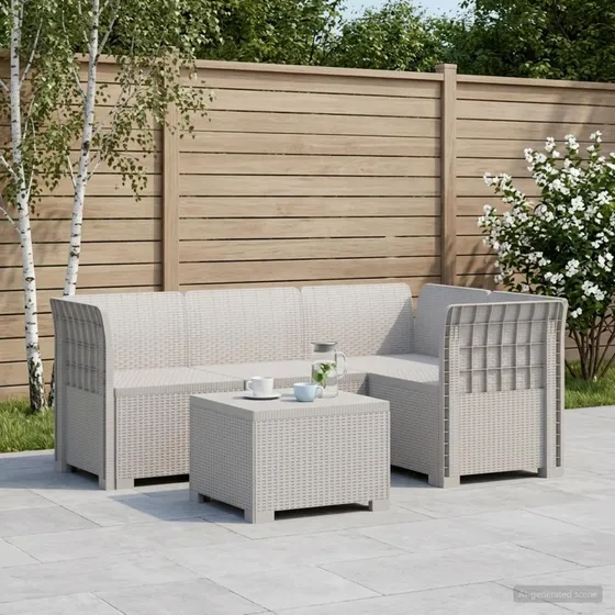 vidaXL 4-personers Have Sofa i Rattan-look, Hvid