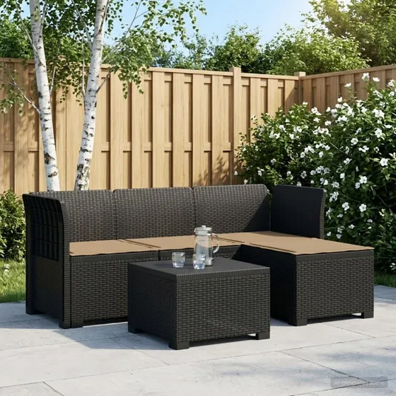 vidaXL 4-personers havesofa med hynder i antracit rattan-look