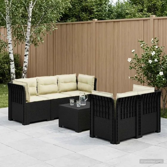 vidaXL 5-personers Havemøbel Sofa med Hynder i Rattan-look