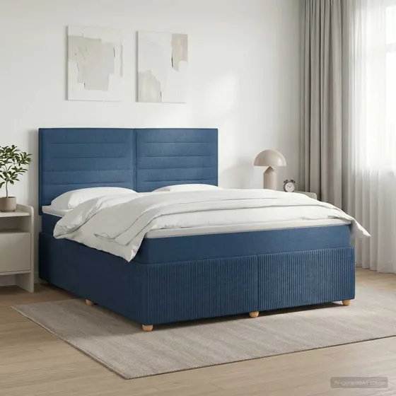 vidaXL Boksmadras 140 x 200 cm Blå med Topmadras og Gavl