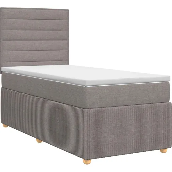 vidaXL Boksmadras 90x200 cm med topmadras og hovedgærde - Gråbrun