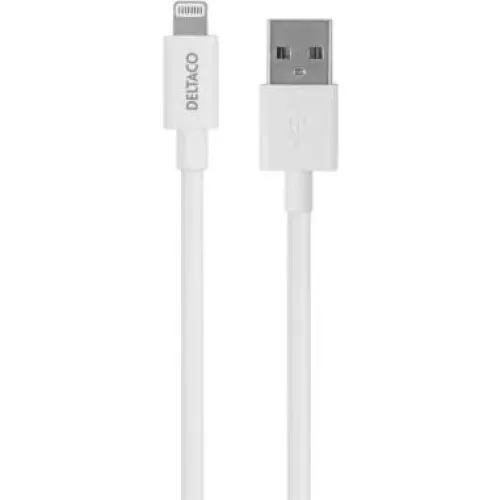 Deltaco USB-A til Lightning Kabel, MFi C189, 3m, Hvid