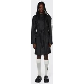 Rains Curve lang regnfrakke med bælte – sort