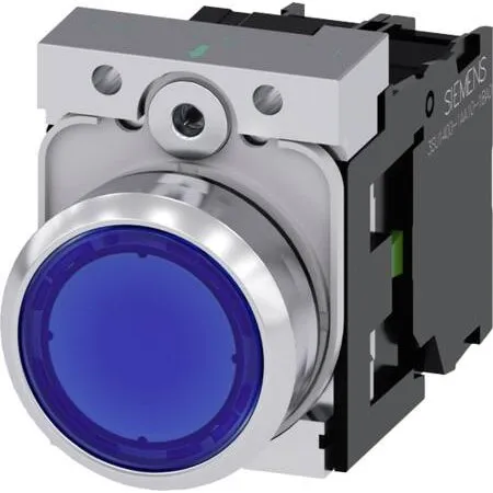 Oplyst Trykknap 22mm Blå Metal 3SU1152-0AB50-1BA0