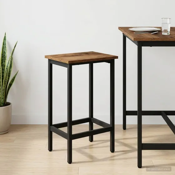 vidaXL Barstol i gammelt træ og metal - 40 x 32 x 74 cm