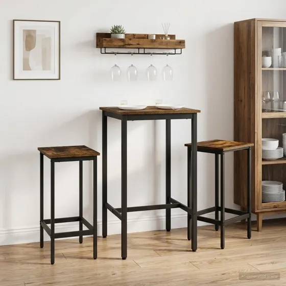 vidaXL Barbænk 2 stk. Røget eg 40 x 32 x 74 cm
