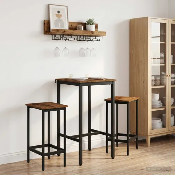 vidaXL Barbord 52x52x110 cm i konstrueret træ - Gammelt træ