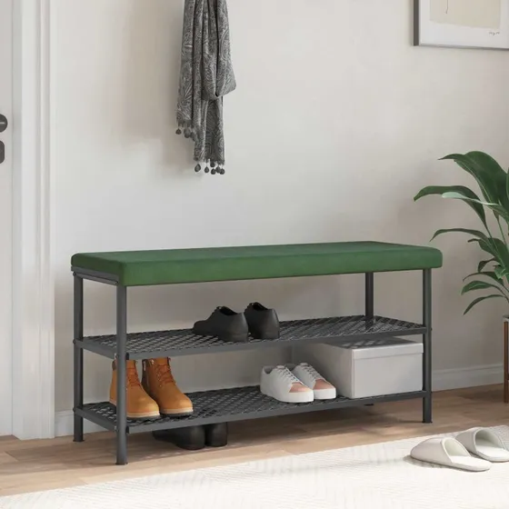 vidaXL Bænkpude Cordfløjl Mørkegrøn 110 x 35 cm