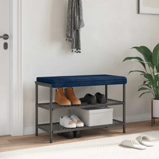 vidaXL Bænkpude Plush Corduroy Mørkeblå 35 cm dybde