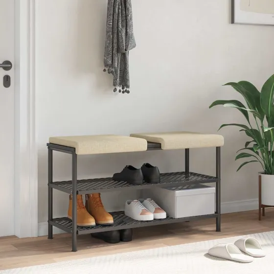 vidaXL Bænkpude 2 stk. Cremefarvet Stof - Dybde 35 cm