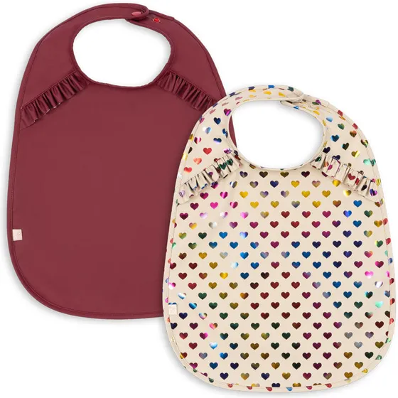 Coeur Ruffled Bib Hearts 2-pak, glitter/sangria