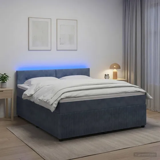vidaXL Boxmadras med topmadras 140x200 cm Mørkegrå Fløjl