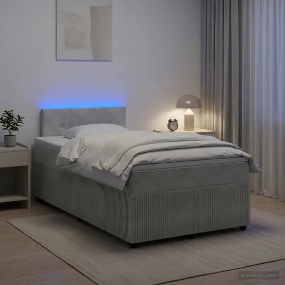 vidaXL Boksmadras med topmadras 120 x 200 cm Lysegrå Fløjl