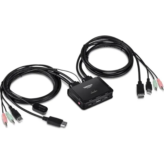 TRENDnet TK-220DPI DisplayPort KVM-switch til 2 computere, sort