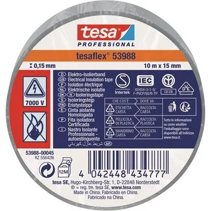 Tesaflex 53988 Isoleringstape PVC 15mm x 10m Grå