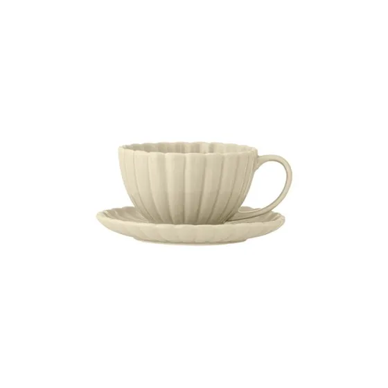 Bloomingville Latina cappuccino kop med underkop - Natur