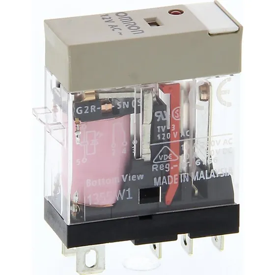 G2R-2-SN 12VDC Relæ Plug-in 8-polet DPDT 5A med LED