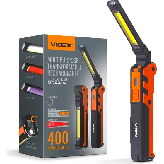 Videx Multifunktionel Arbejdslommelygte 5W + 10W COB - 400lm
