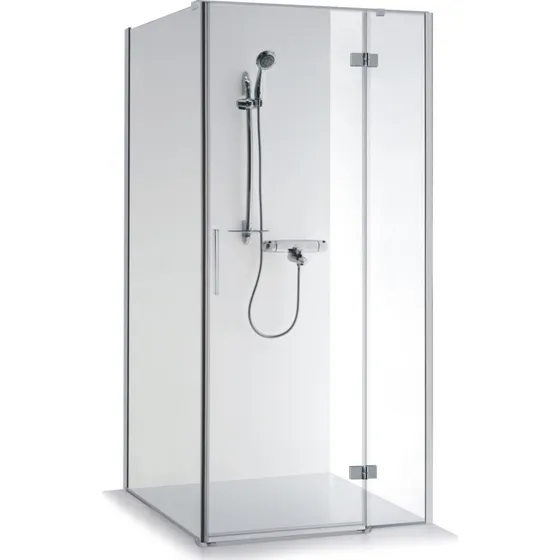 Brasta Nina Plus brusehjørne 87,9x87,9 cm, højre, klart glas, krom