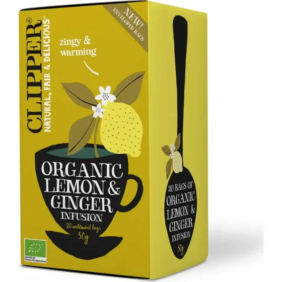 Clipper Citron & Ingefær Økologisk Te, 20 stk.