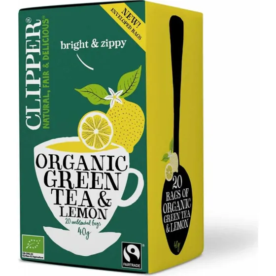 Clipper Grøn Te med Citron Økologisk, 20 stk.