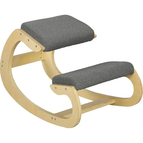 Ergonomisk gyngende knæstol i birketræ, Grå, 54,5x85x54 cm