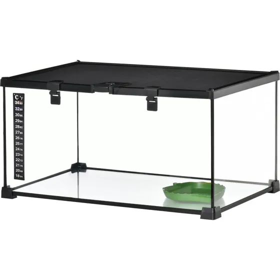 Terrarium 50x30x25 cm, Sort - Glas & Metal