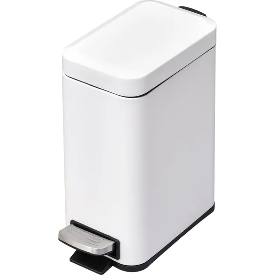 Skraldespand i metal, 5L, hvid, 29,2x14x32 cm