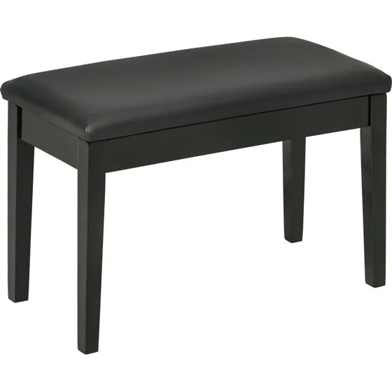 Klaverbænk 75x35x49 cm, Sort med polstret sæde og træben