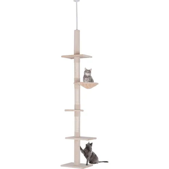 Kattetårn 230-260 cm, Beige - Loftmonteret med 5 niveauer