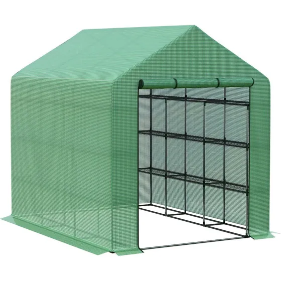 Drivhus 214x143x195 cm, Grøn med walk-in funktion