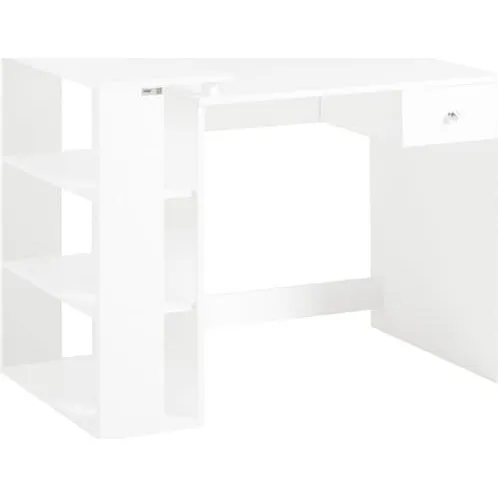 SoBuy Skrivebord med bogreol og skuffe, hvid, 101x60x76 cm FWT35-W