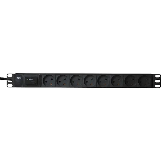Lan-Com Strømpanel 19'' 8x230V Sort 1,9M