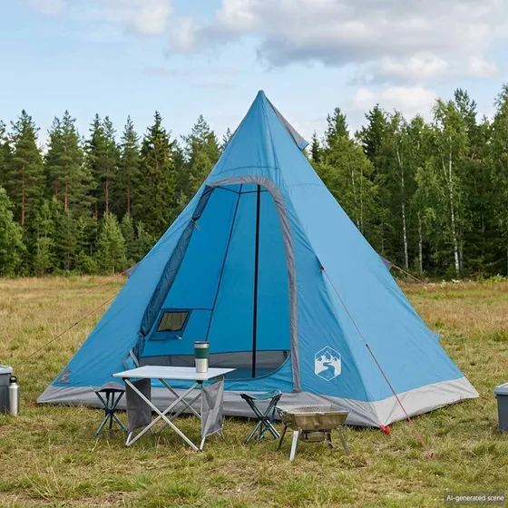 vidaXL Tipi Tent 3-personers Blå - Vandafvisende