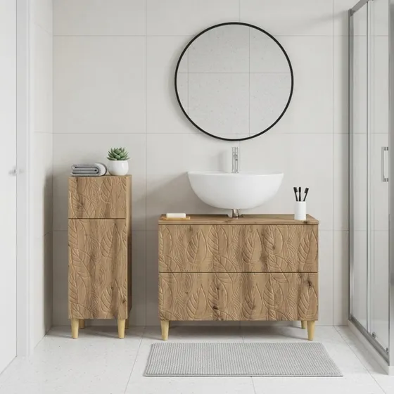vidaXL DELFT 2-delt badeværelsesskabssæt i Artisan-eg