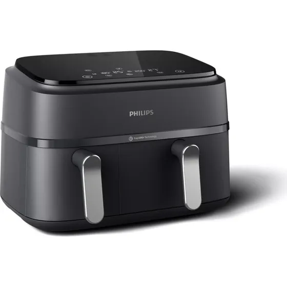 Philips Airfryer 3000 Series Dual Basket NA351/00, 9 L, Sort/Sølv