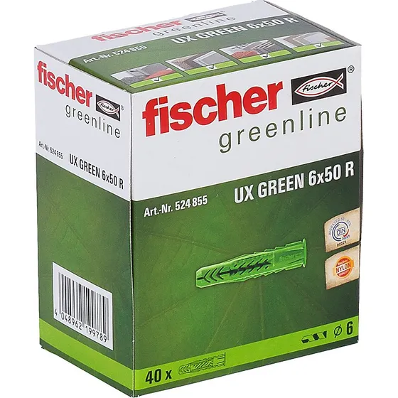 Fischer UX Green Universaldybel 6x50 mm - 40 stk.
