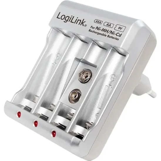 LogiLink Batterioplader til AA, AAA og 9V batterier