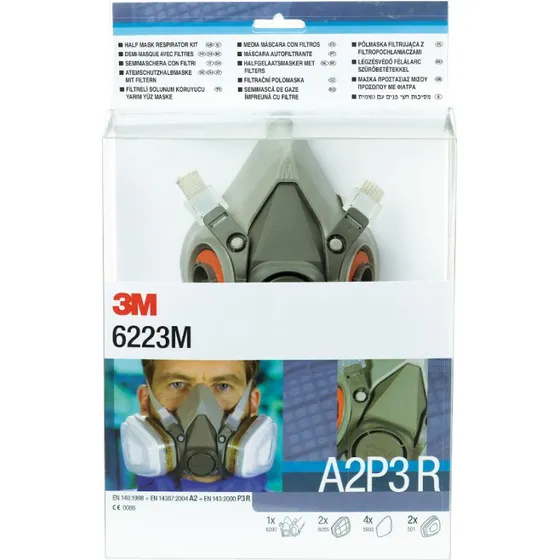 3M 6223M Halvmaske Startsæt m. A2P3 Filtre - Str. M