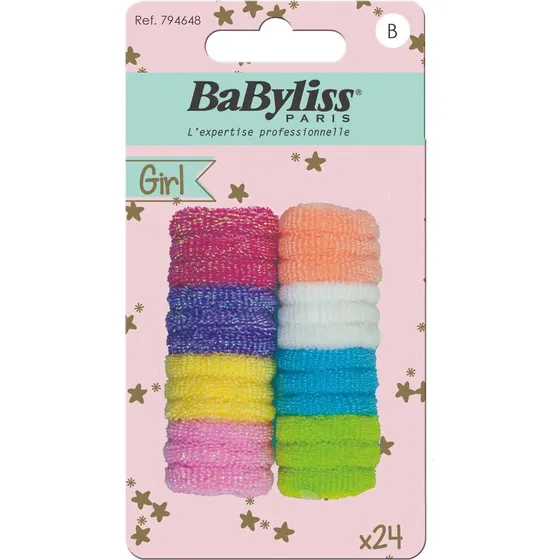 BaByliss KIDS Hårelastikker 24 stk. - Bløde og farverige