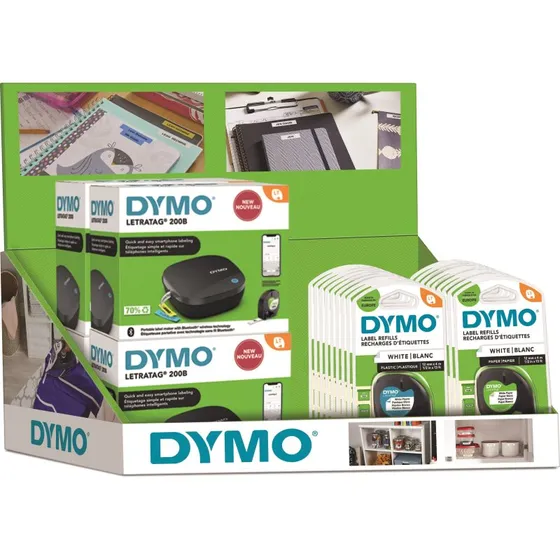 DYMO LetraTag 200B med 60 LT tapes i FSDU display
