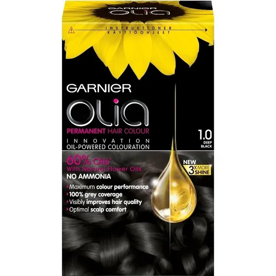 Garnier Olia 1.0 Deep Black - Permanent hårfarve uden ammoniak