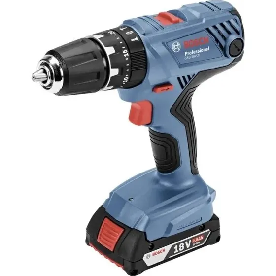 Bosch GSB 18V-21 Professional batteriboremaskine 18V, 2x2,0Ah (sort/blå/rød)